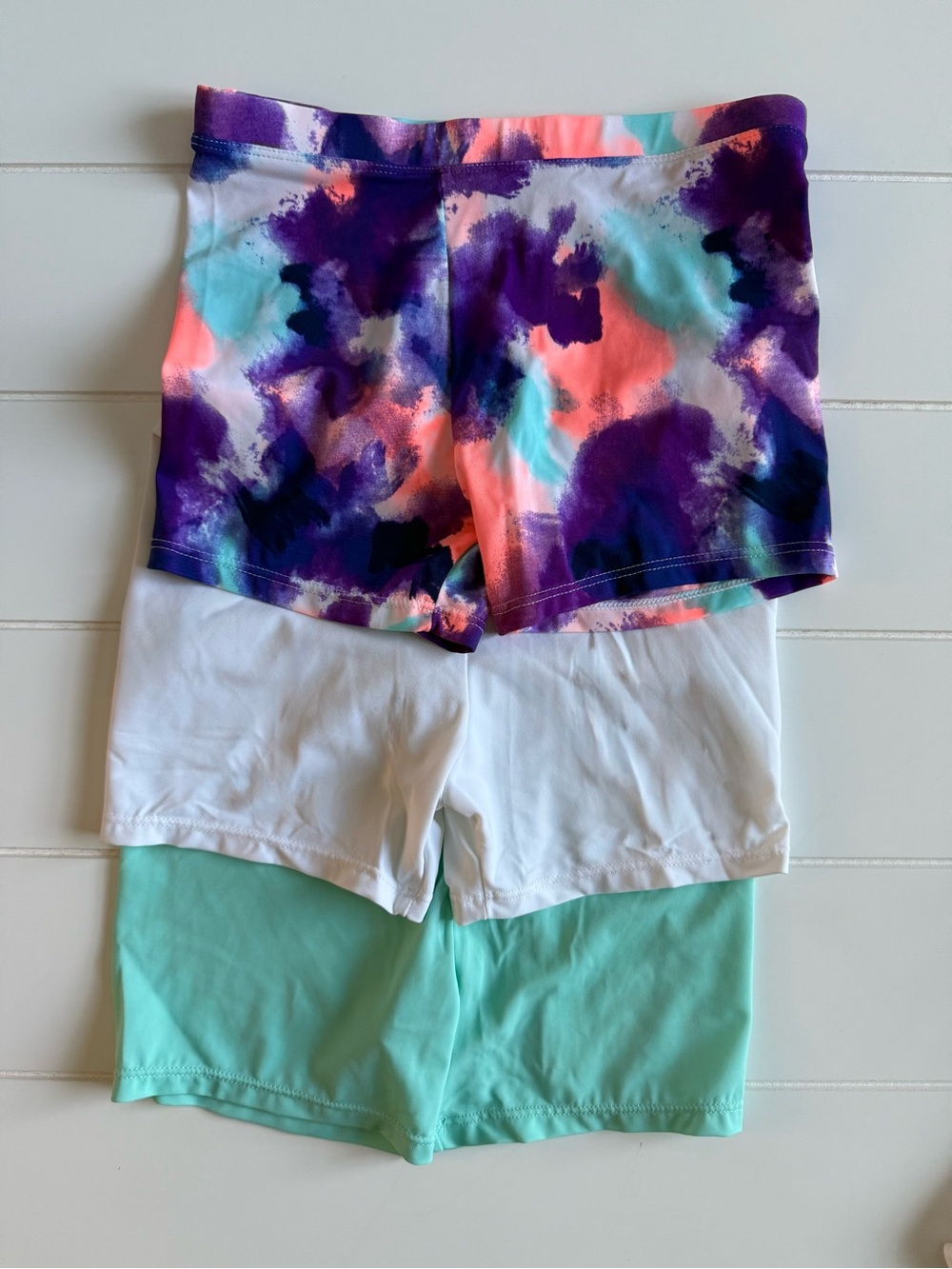 Girls' Modesty Shorts Set - Purple Multi, Aqua, White